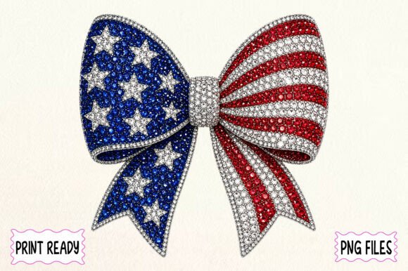 Download USA Flag Bow Rhinestone Patriotic Art - Premium Bundle